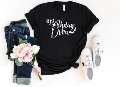 Birthday Diva Shirt - Custom Birthday T - Shirt - Bliss Birthday Shirts - S - Black