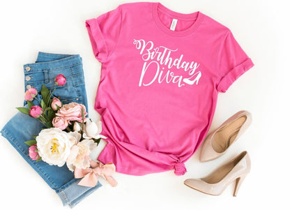 Birthday Diva Shirt - Custom Birthday T - Shirt - Bliss Birthday Shirts - S - Charity Pink