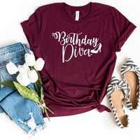 Birthday Diva Shirt - Custom Birthday T - Shirt - Bliss Birthday Shirts - S - Maroon