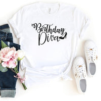 Birthday Diva Shirt - Custom Birthday T - Shirt - Bliss Birthday Shirts - S - White