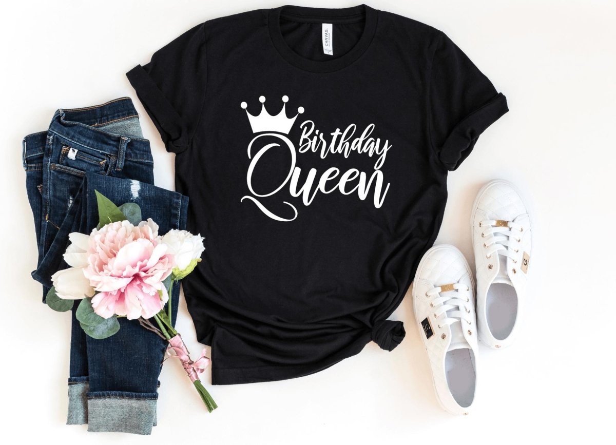 Birthday Queen Shirt - Custom Birthday T - Shirt - Bliss Birthday Shirts - S - Black