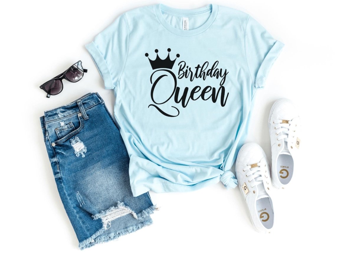 Birthday Queen Shirt - Custom Birthday T - Shirt - Bliss Birthday Shirts - S - Heather Ice Blue