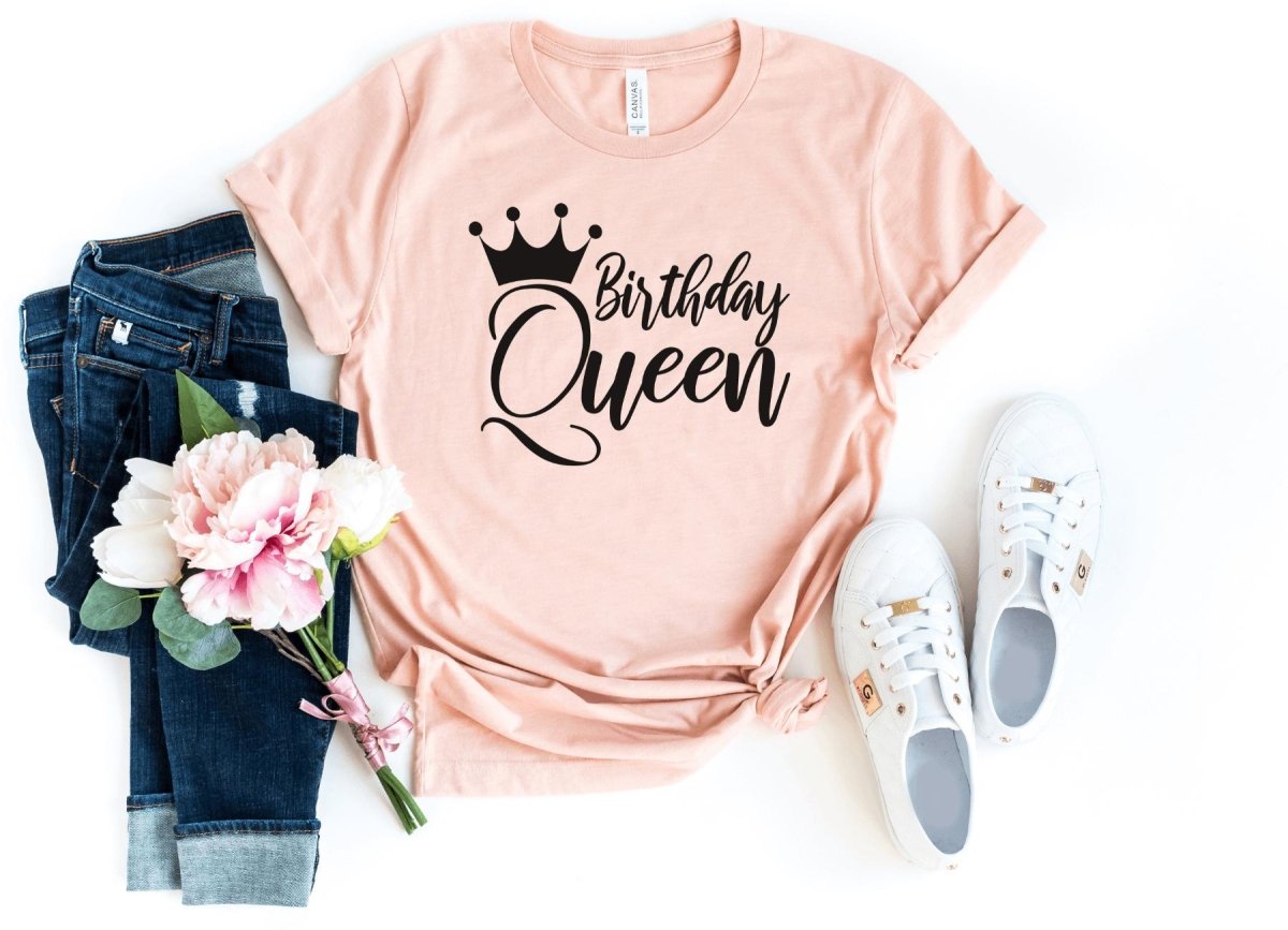 Birthday Queen Shirt - Custom Birthday T - Shirt - Bliss Birthday Shirts - S - Heather Peach