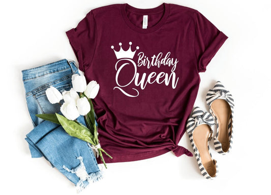 Birthday Queen Shirt - Custom Birthday T - Shirt - Bliss Birthday Shirts - S - Maroon