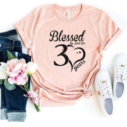 Blessed For 30 Years Birthday Shirt - Bliss Birthday Shirts - S - Heather Peach