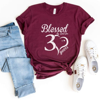 Blessed For 30 Years Birthday Shirt - Bliss Birthday Shirts - S - Maroon