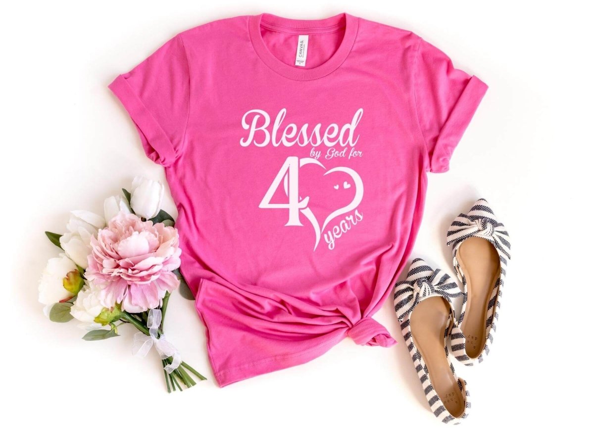 Blessed For 40 Years Birthday Shirt - Bliss Birthday Shirts - S - Charity Pink