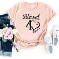 Blessed For 40 Years Birthday Shirt - Bliss Birthday Shirts - S - Heather Peach