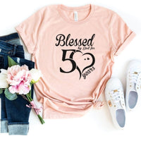 Blessed For 50 Years Birthday Shirt - Custom T - Shirt - Bliss Birthday Shirts - S - Heather Peach