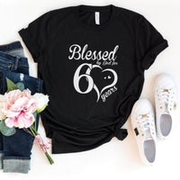 Blessed For 60 Years Birthday Shirt - Custom T - Shirt - Bliss Birthday Shirts - S - Black