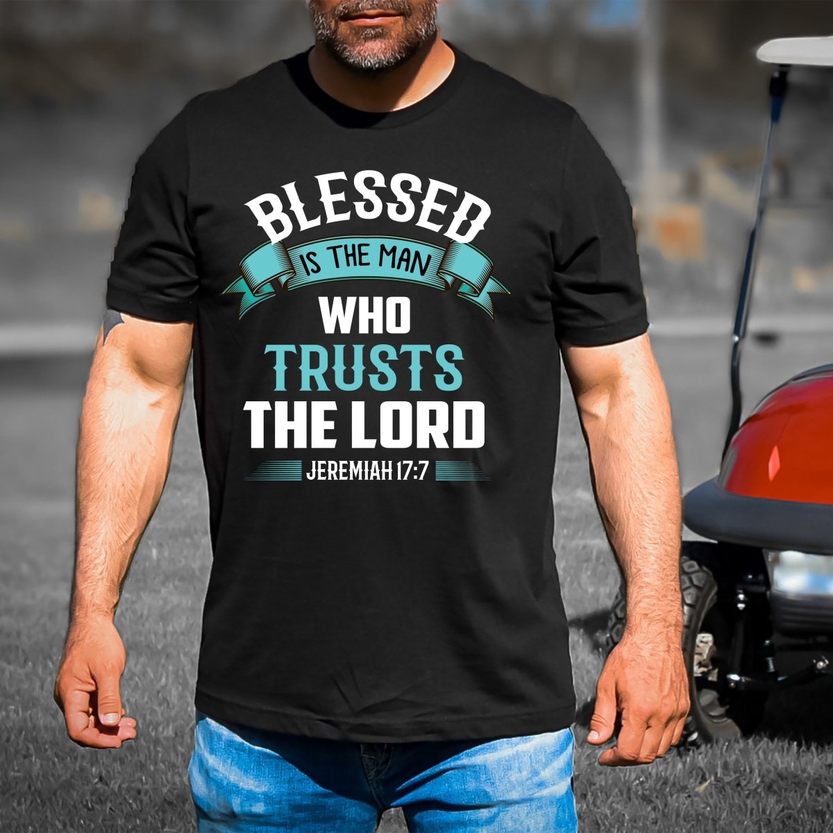 Blessed is the Man - Jesus - Men's Birthday Shirt - Bliss Birthday Shirts - Small - Black