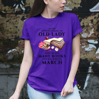 Book Lover Old Lady March - Birthday Shirt - Bliss Birthday Shirts - Small - Purple