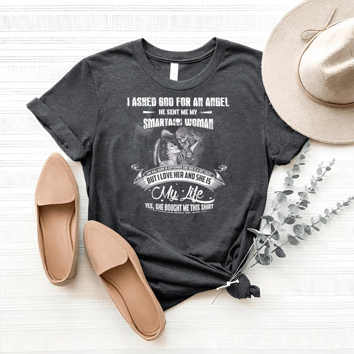 Born in September - She's a Bit Crazy But I Love Her Men's Shirt - Bliss Birthday Shirts - Heather Dark Grey - S