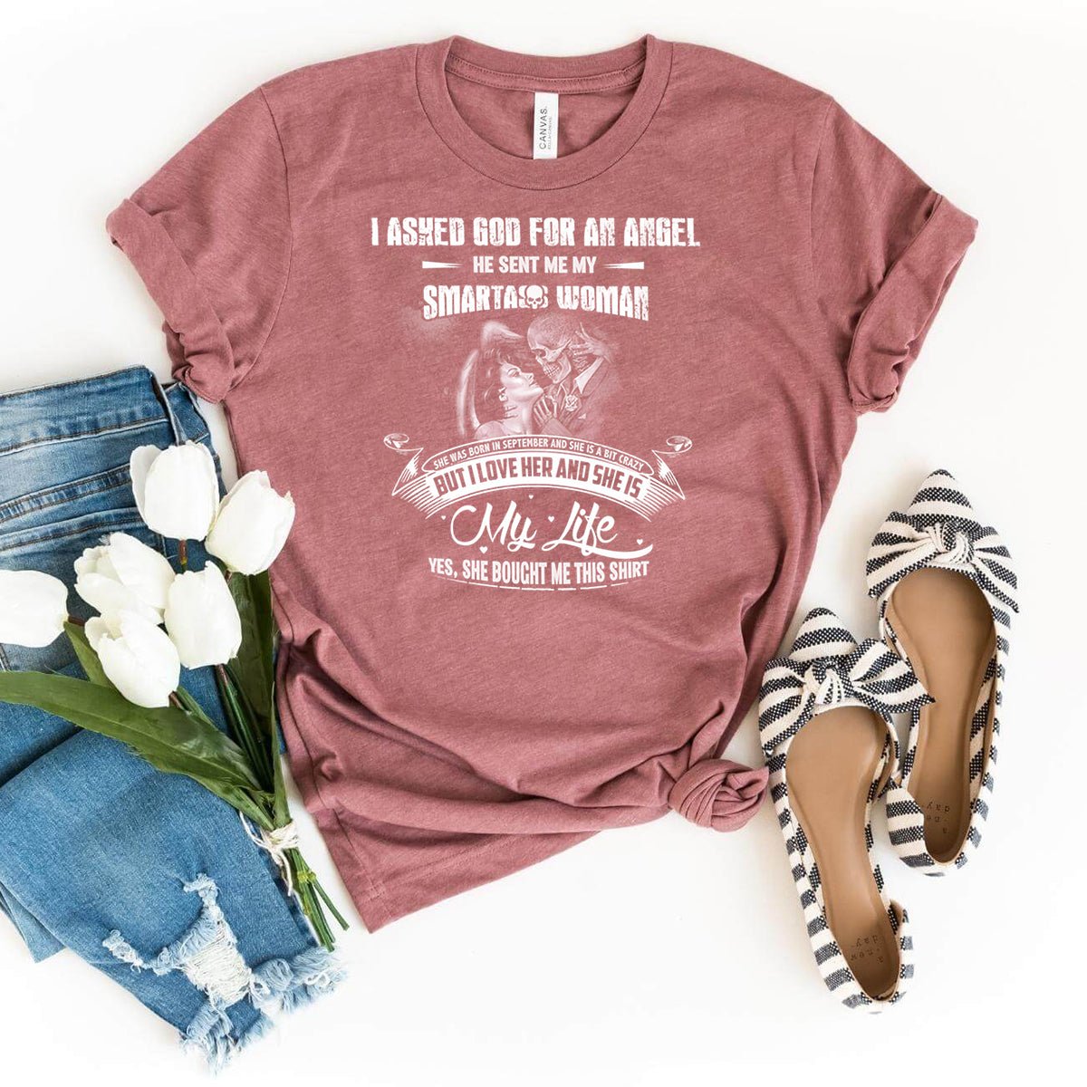 Born in September - She's a Bit Crazy But I Love Her Men's Shirt - Bliss Birthday Shirts - Heather Mauve - S