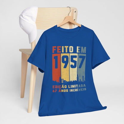 Camiseta Customizada 1957 - Exclusiva para Aniversário - Bliss Birthday Shirts - Royal - S