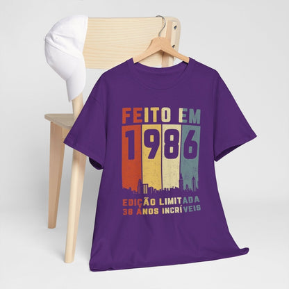 Camiseta Customizada 1986 - Design Exclusivo para Aniversário - Bliss Birthday Shirts - Purple - S