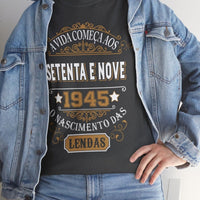 Camiseta de Aniversário 1945 - Camiseta Retro Personalizável - Bliss Birthday Shirts - Dark Heather - S