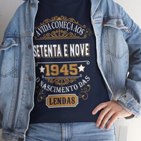 Camiseta de Aniversário 1945 - Camiseta Retro Personalizável - Bliss Birthday Shirts - Navy - S