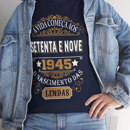 Camiseta de Aniversário 1945 - Camiseta Retro Personalizável - Bliss Birthday Shirts - Navy - S