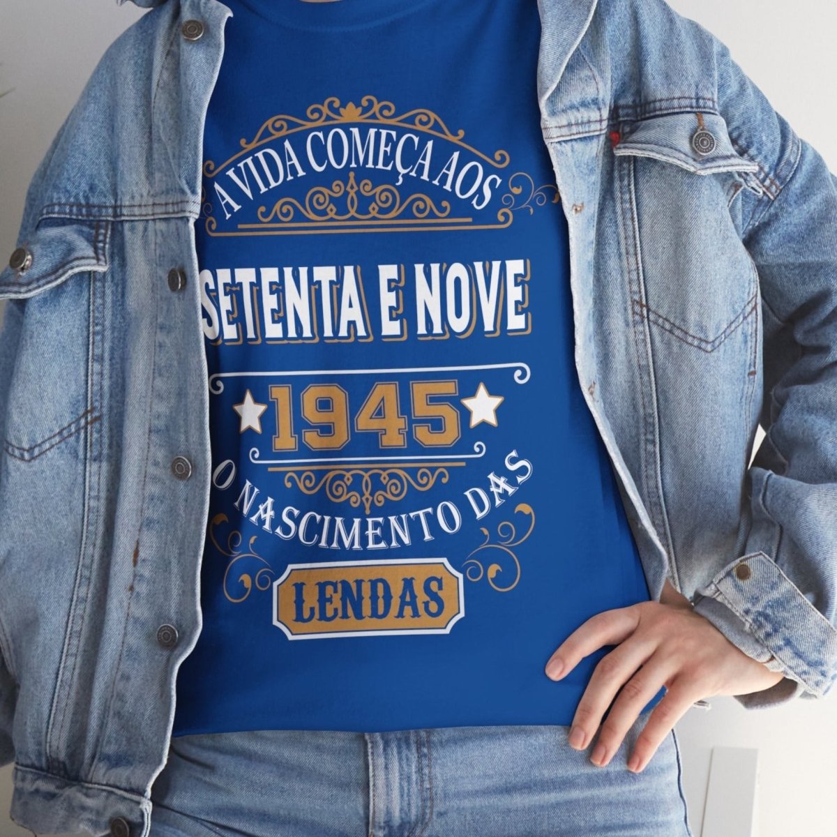 Camiseta de Aniversário 1945 - Camiseta Retro Personalizável - Bliss Birthday Shirts - Royal - S