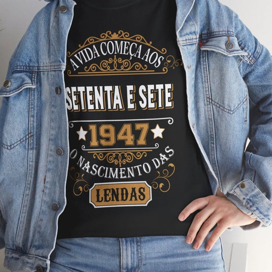 Camiseta de Aniversário 1947 - Camiseta Especial Personalizável - Bliss Birthday Shirts - Black - S