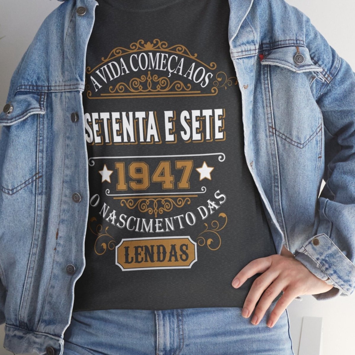 Camiseta de Aniversário 1947 - Camiseta Especial Personalizável - Bliss Birthday Shirts - Dark Heather - S