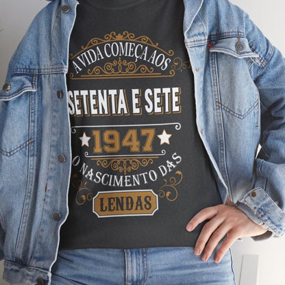 Camiseta de Aniversário 1947 - Camiseta Especial Personalizável - Bliss Birthday Shirts - Dark Heather - S