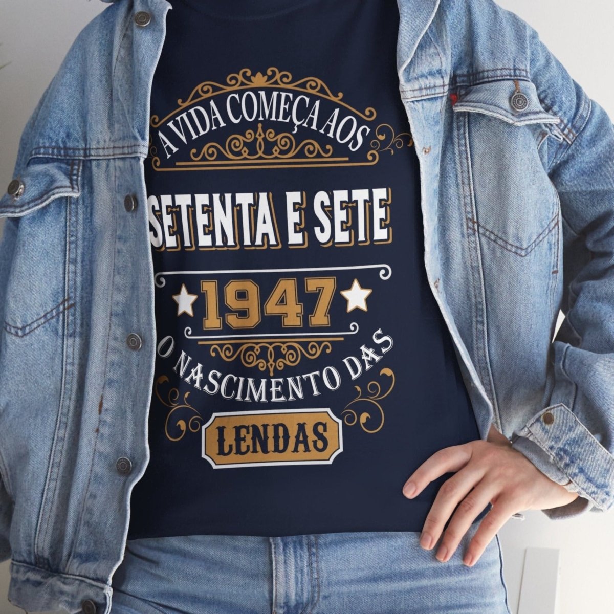 Camiseta de Aniversário 1947 - Camiseta Especial Personalizável - Bliss Birthday Shirts - Navy - S