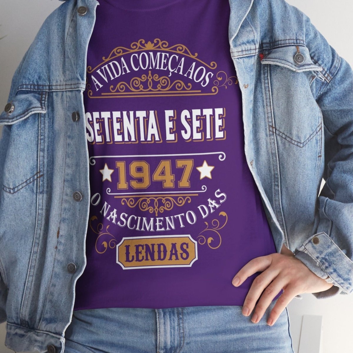 Camiseta de Aniversário 1947 - Camiseta Especial Personalizável - Bliss Birthday Shirts - Purple - S