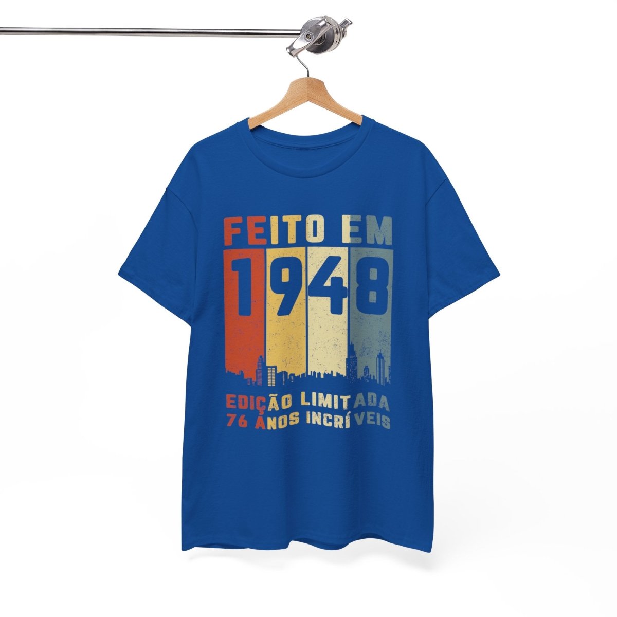 Camiseta de Aniversário 1948 - Personalização Retro Exclusiva - Bliss Birthday Shirts - Royal - S