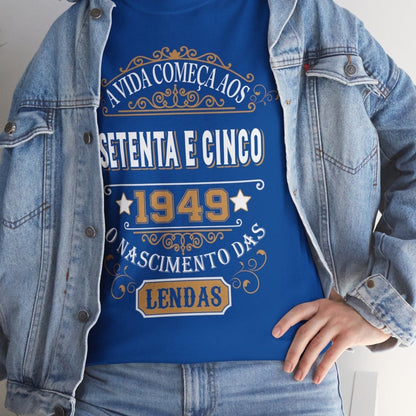 Camiseta de Aniversário 1949 - Camiseta Única Personalizável - Bliss Birthday Shirts - Royal - S