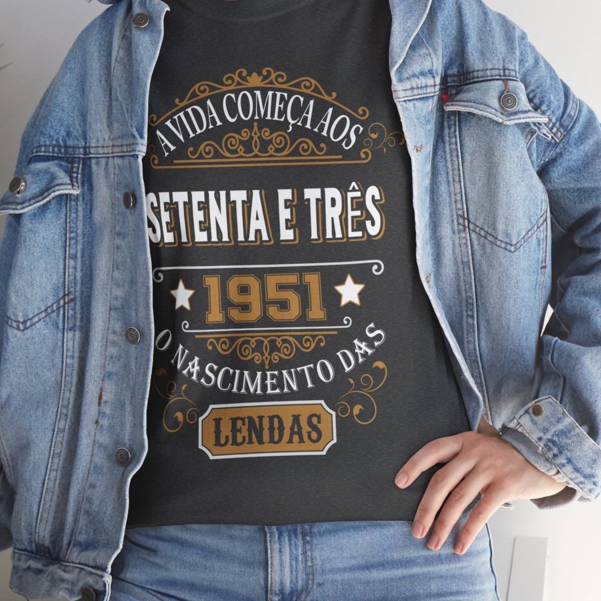 Camiseta de Aniversário 1951 - Camiseta Retro Personalizável - Bliss Birthday Shirts - Dark Heather - S