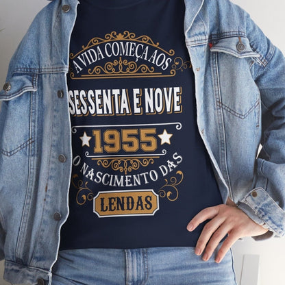 Camiseta de Aniversário 1955 - Camiseta Especial Personalizável - Bliss Birthday Shirts - Navy - S