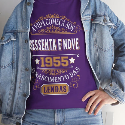 Camiseta de Aniversário 1955 - Camiseta Especial Personalizável - Bliss Birthday Shirts - Purple - S