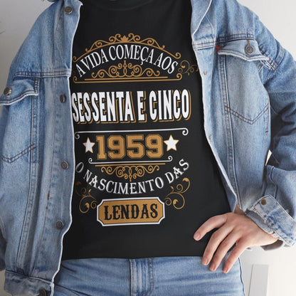 Camiseta de Aniversário 1959 - Camiseta Retro Personalizável - Bliss Birthday Shirts - Black - S