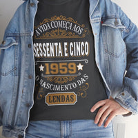 Camiseta de Aniversário 1959 - Camiseta Retro Personalizável - Bliss Birthday Shirts - Dark Heather - S