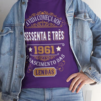 Camiseta de Aniversário 1961 - Camiseta Especial Personalizável - Bliss Birthday Shirts - Purple - S