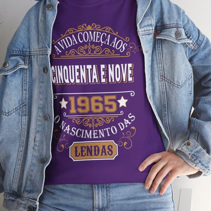 Camiseta de Aniversário 1965 - Camiseta Retro Personalizável - Bliss Birthday Shirts - Purple - S