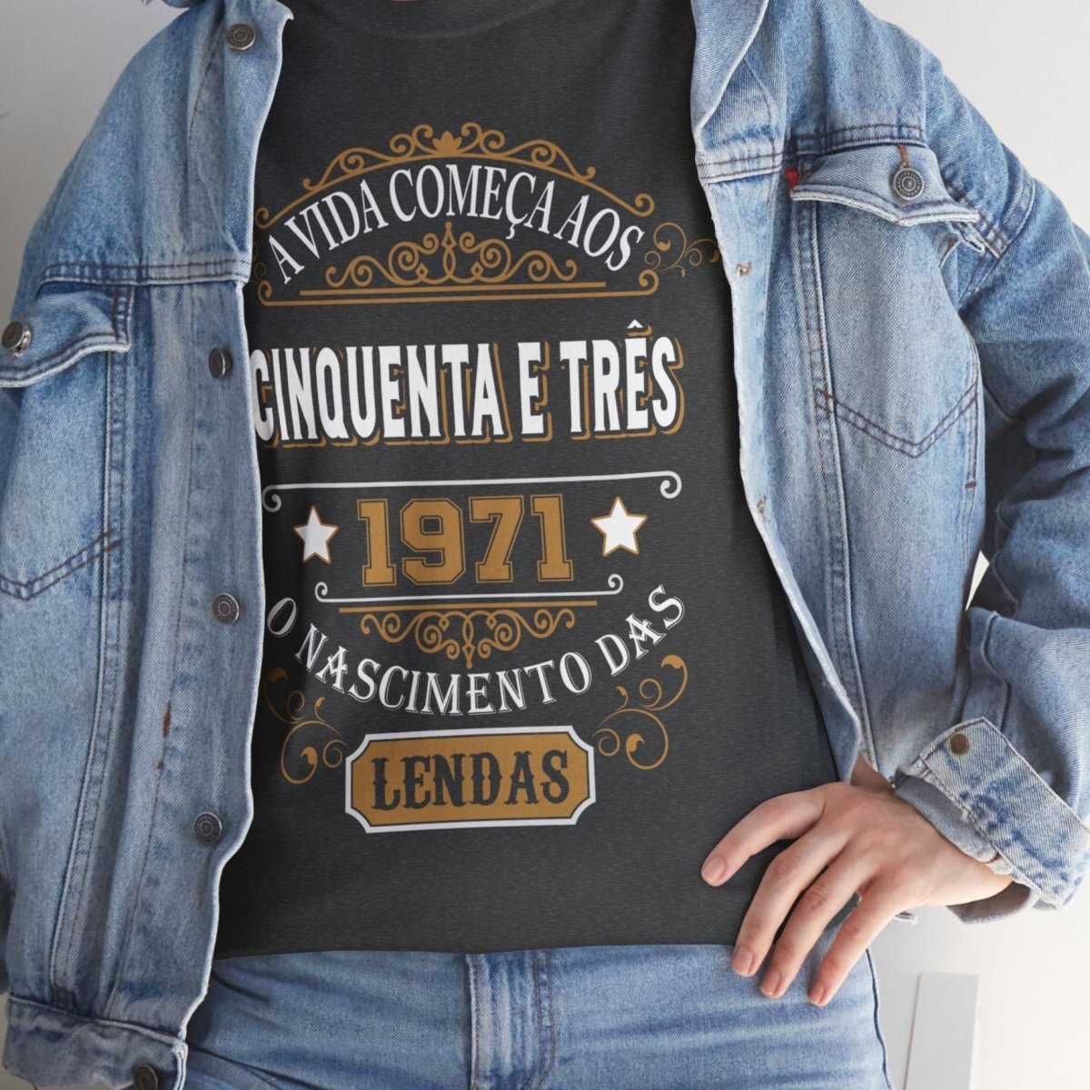 Camiseta de Aniversário 1971 - Camiseta Retro Personalizável - Bliss Birthday Shirts - Dark Heather - S