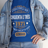 Camiseta de Aniversário 1971 - Camiseta Retro Personalizável - Bliss Birthday Shirts - Royal - S