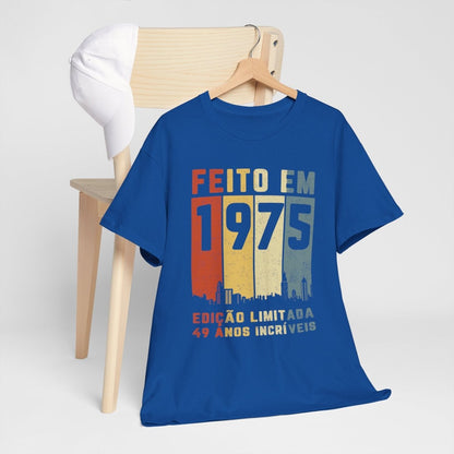 Camiseta de Aniversário 1975 - Edição Especial Personalizada - Bliss Birthday Shirts - Royal - S