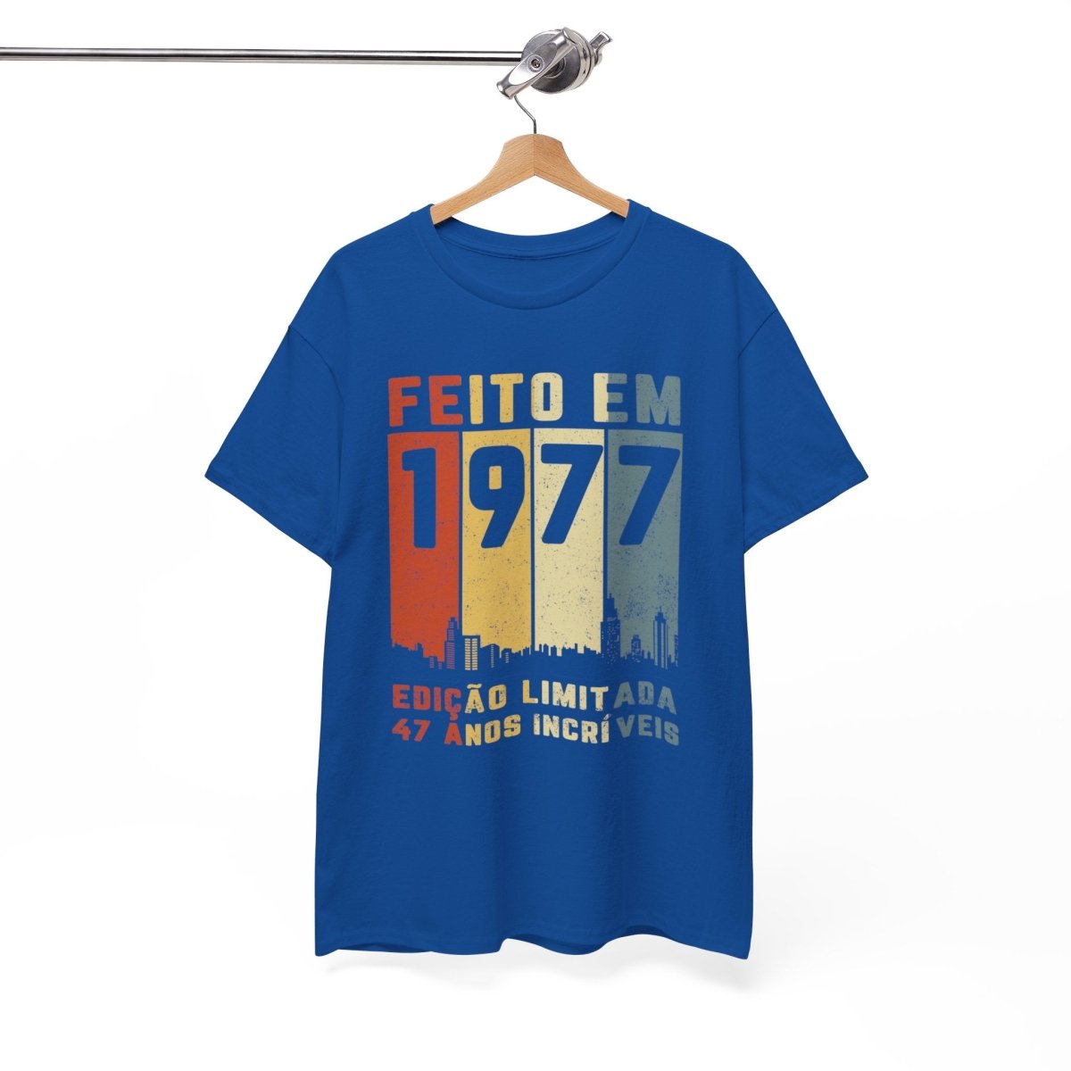 Camiseta de Aniversário 1977 - Personalização Exclusiva - Bliss Birthday Shirts - Royal - S