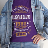 Camiseta de Aniversário 1980 - Camiseta Exclusiva Personalizada - Bliss Birthday Shirts - Purple - S