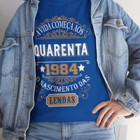 Camiseta de Aniversário 1984 - Camiseta Especial Personalizada - Bliss Birthday Shirts - Royal - S