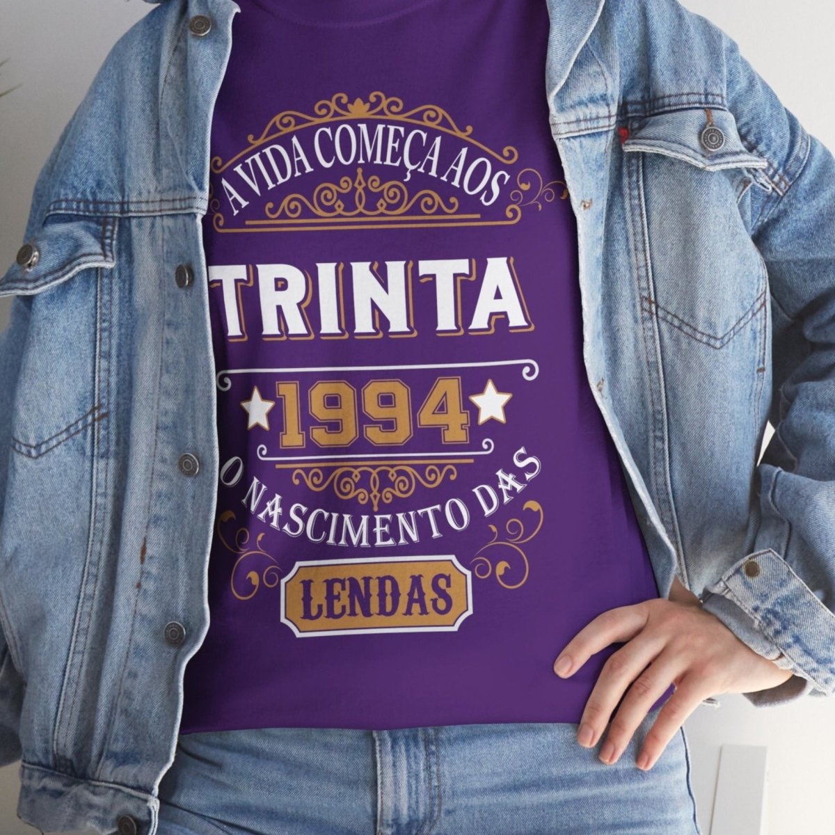 Camiseta de Aniversário 1994 - Design Exclusivo Personalizado - Bliss Birthday Shirts - Purple - S