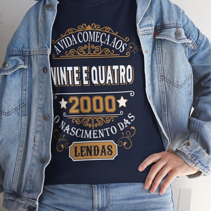 Camiseta de Aniversário 2000 - Camiseta Especial Personalizada - Bliss Birthday Shirts - Navy - S