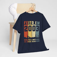 Camiseta de Aniversário 2003 - Personalização Exclusiva - Bliss Birthday Shirts - Navy - S