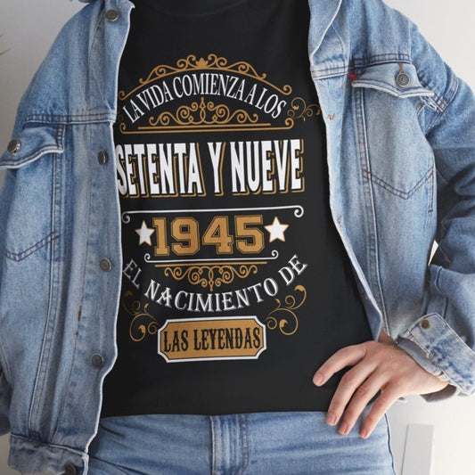 Camiseta de Cumpleaños 1945 - Camiseta Personalizable Retro - Bliss Birthday Shirts - Black - S