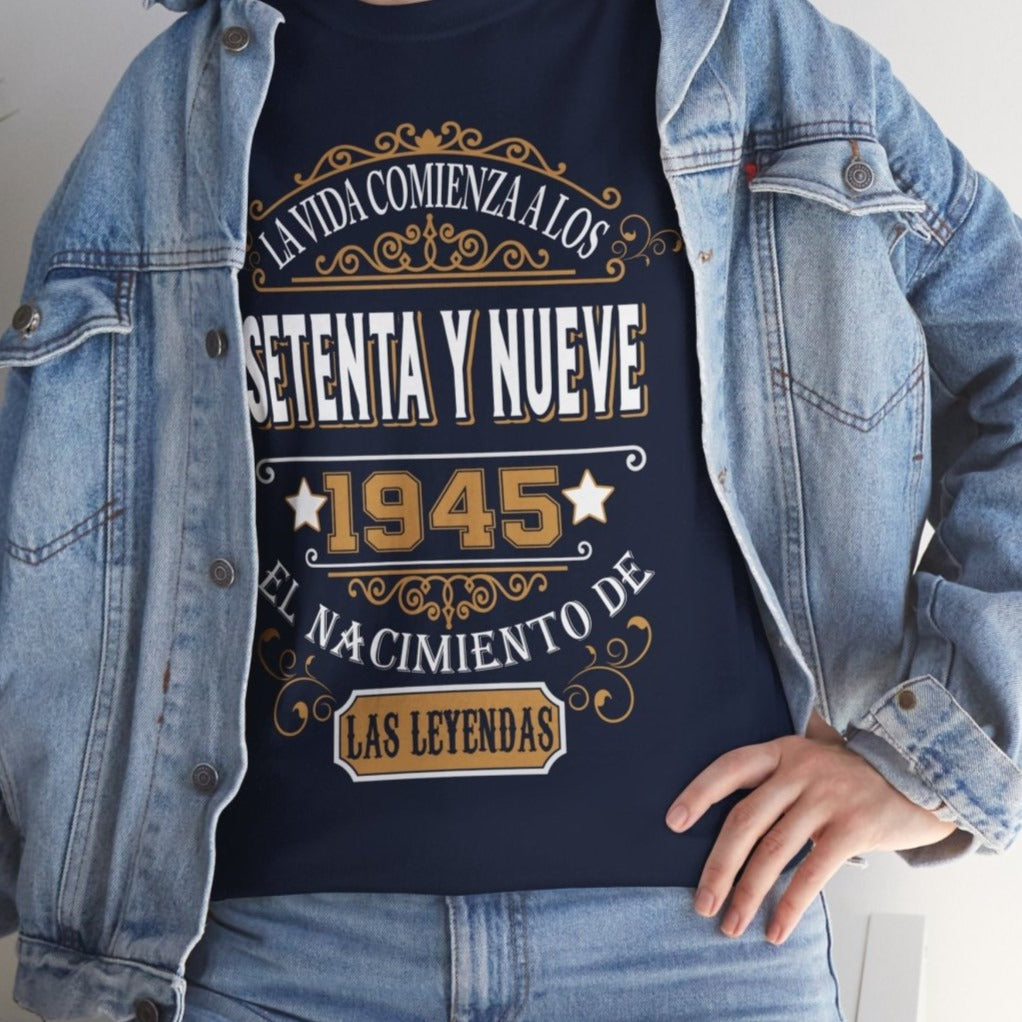 Camiseta de Cumpleaños 1945 - Camiseta Personalizable Retro - Bliss Birthday Shirts - Navy - S