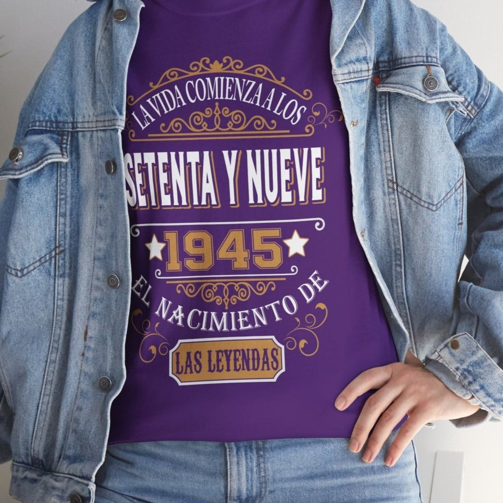 Camiseta de Cumpleaños 1945 - Camiseta Personalizable Retro - Bliss Birthday Shirts - Purple - S